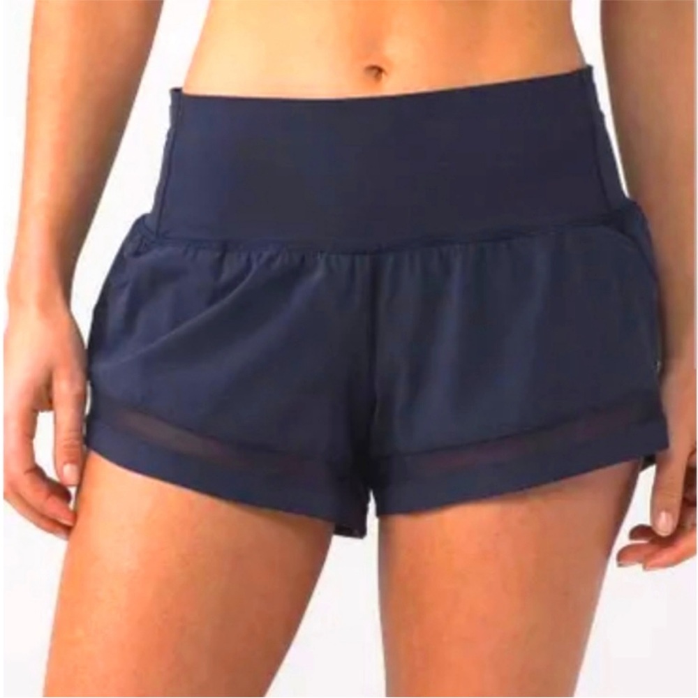 Lululemon Mesh Trim Running Shorts Navy Size 6